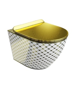 Miska ,wisząca WC, Sofi Slim, Checked Gold, Lavita, wysylka Gratis.