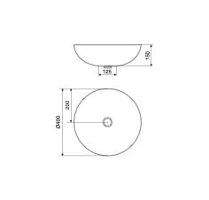 Rysunek techniczny -wymiary model Luqa umywalka 40 cm, kolor cappuccino mat.