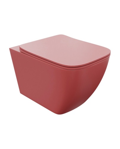 Miska wisząca wc model  Onil kolor Pink wraz z deska w tym samym kolorze .Miska wc i deska prostokątna z wyraźnie zarysowanym zwężeniem na dole.