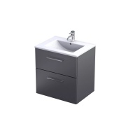 Szafka kolor grafit mat z umywalka ceramiczna kolor biały połysk 60 cm.
