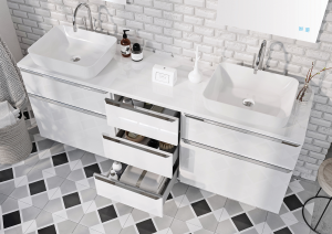  Szafka łazienkowa   Lofty  z blatem 190 cm biały połysk, Elita.