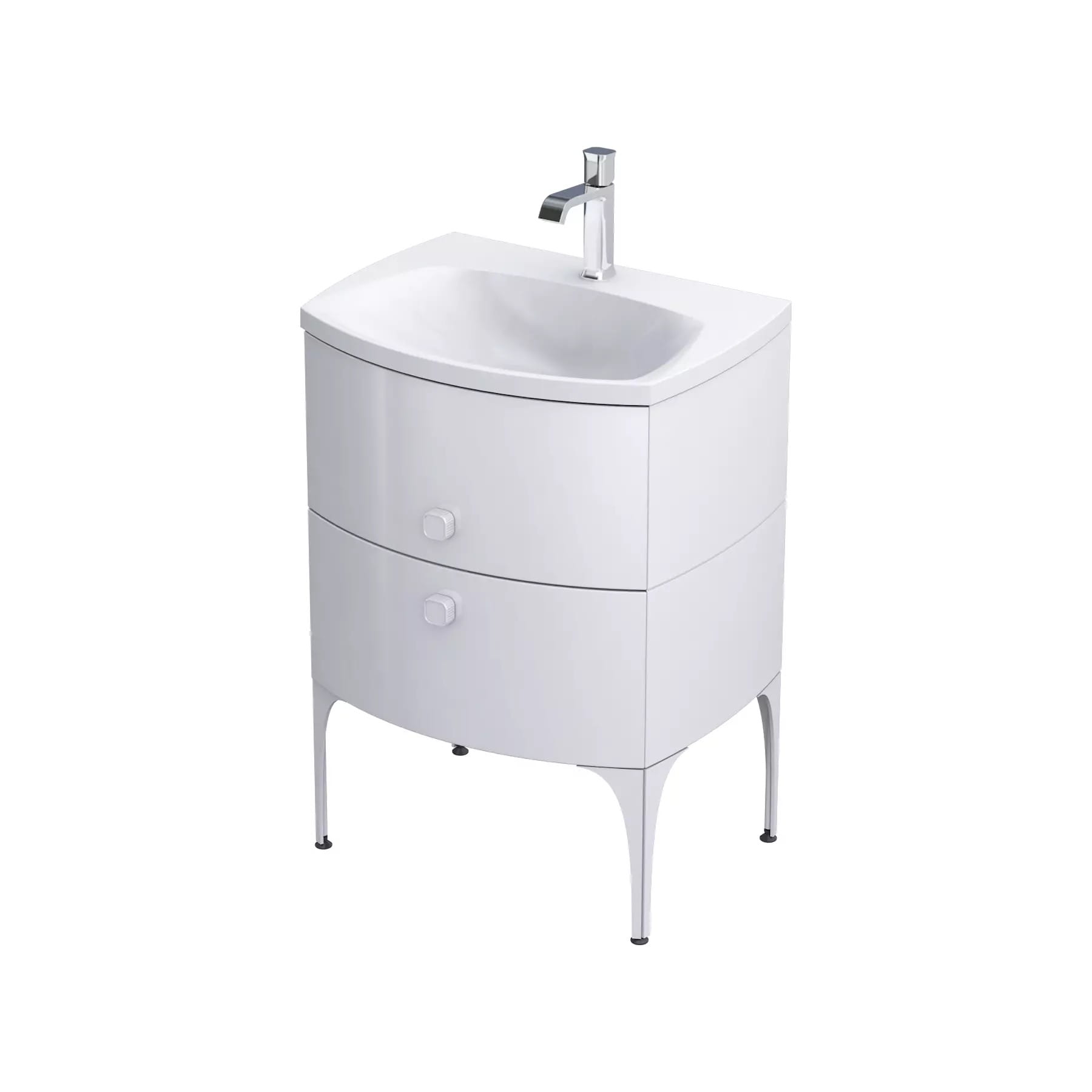 Szafka Louis 62 cm biała na nogach.